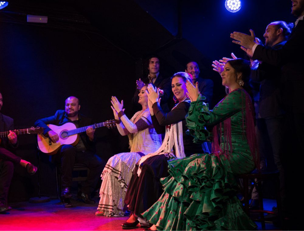 cantantes y bailaores de flamenco en un show